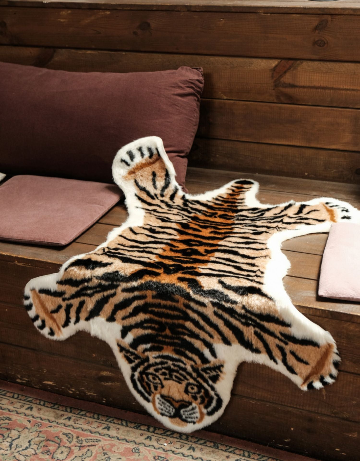 Unique Brown Tiger Area Rug Animal Print Non-Slip Mat for Living Room or Bedroom