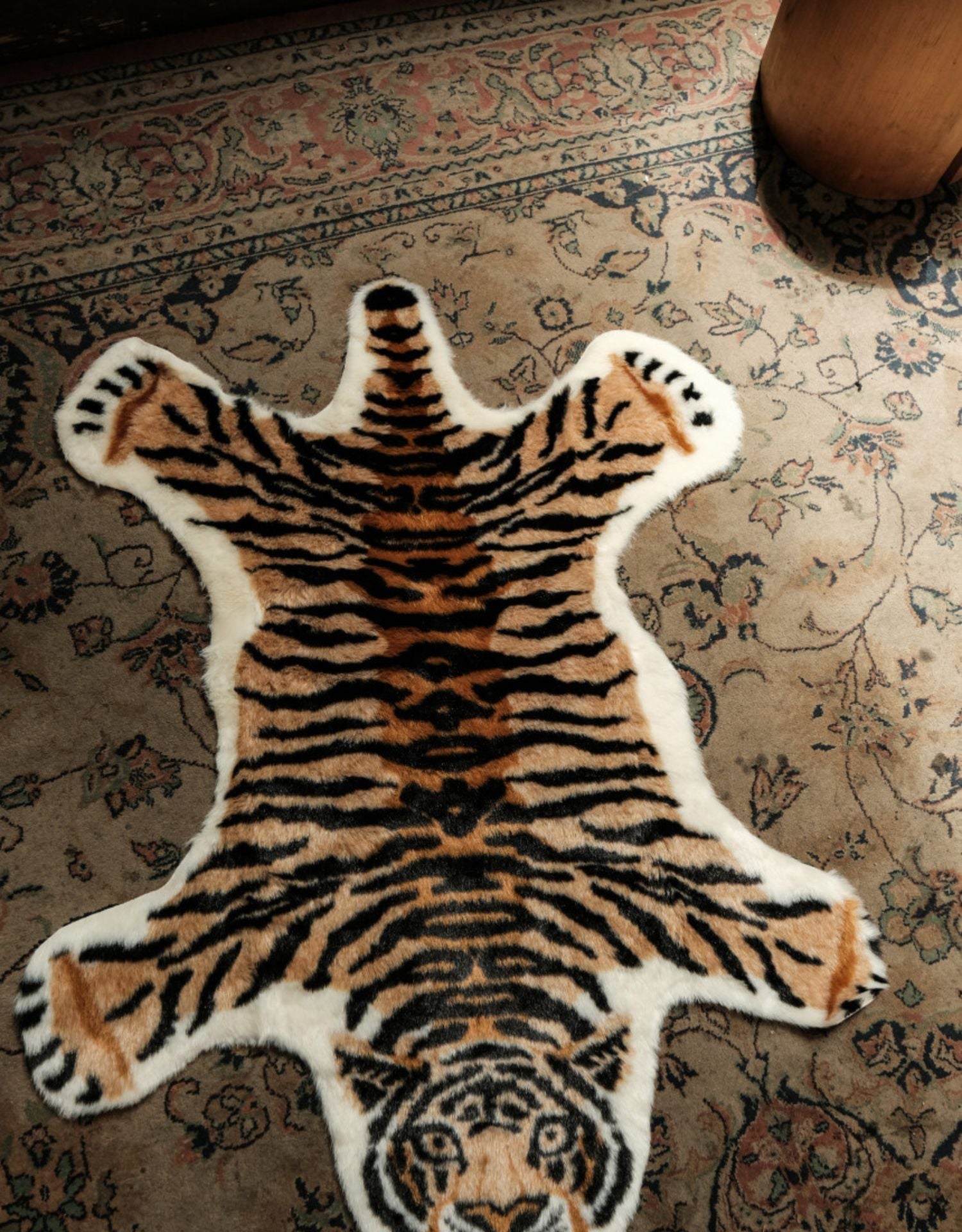 Unique Brown Tiger Area Rug Animal Print Non-Slip Mat for Living Room or Bedroom