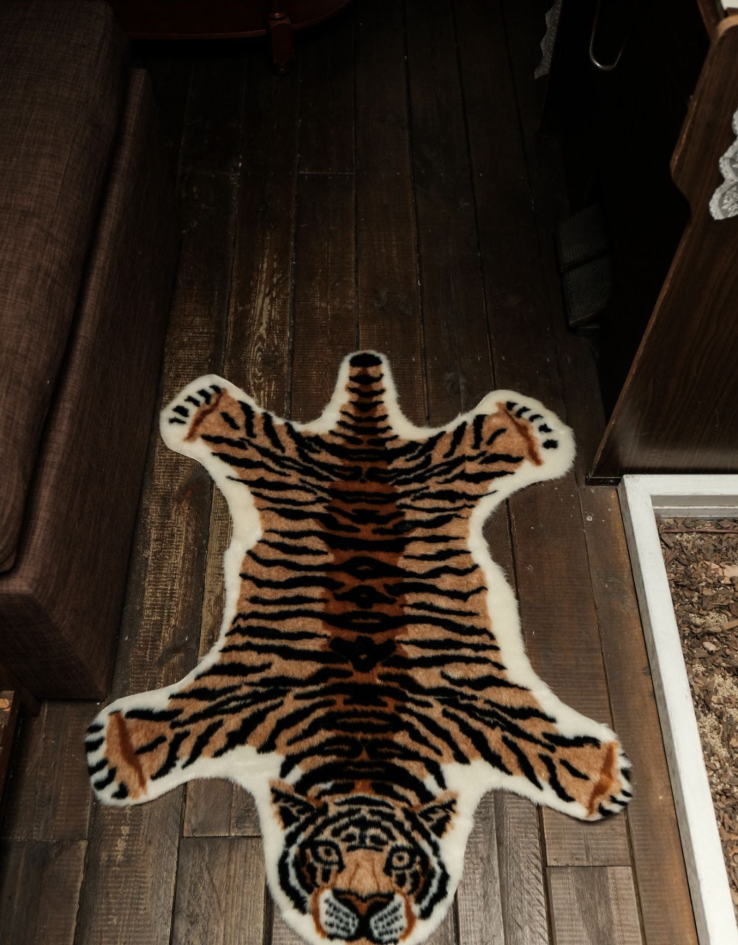 Unique Brown Tiger Area Rug Animal Print Non-Slip Mat for Living Room or Bedroom