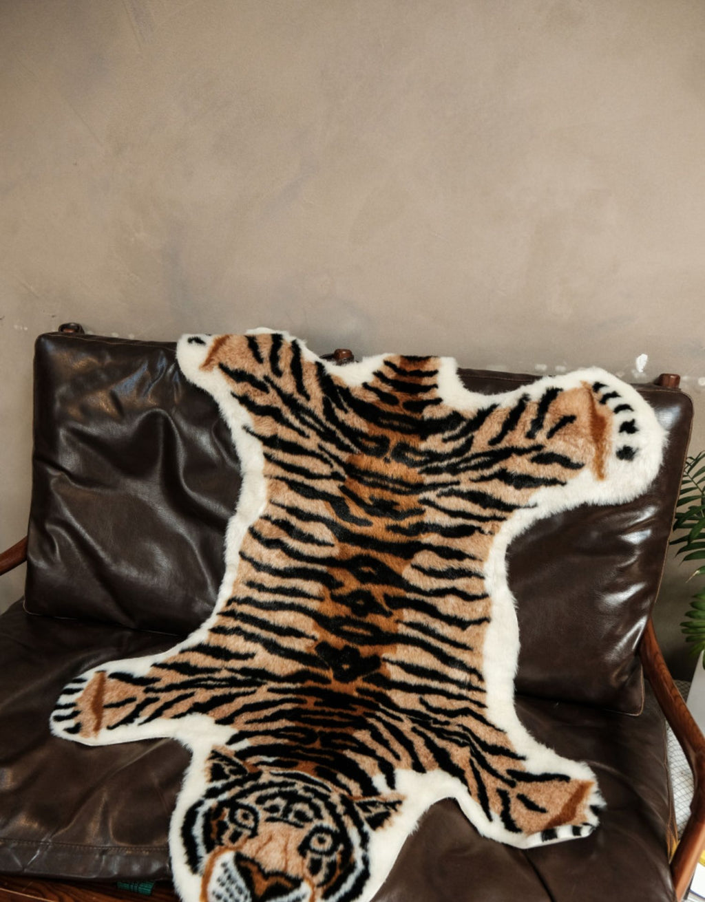 Unique Brown Tiger Area Rug Animal Print Non-Slip Mat for Living Room or Bedroom