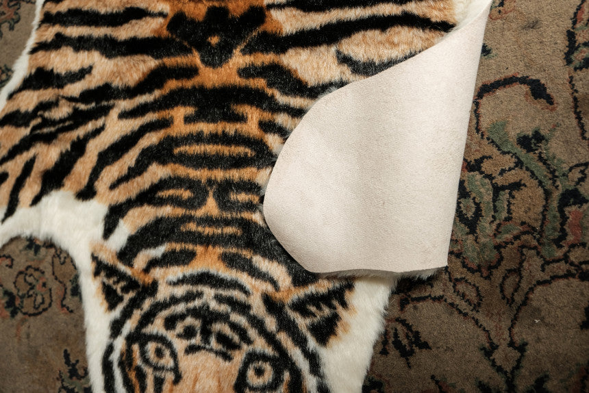 Unique Brown Tiger Area Rug Animal Print Non-Slip Mat for Living Room or Bedroom
