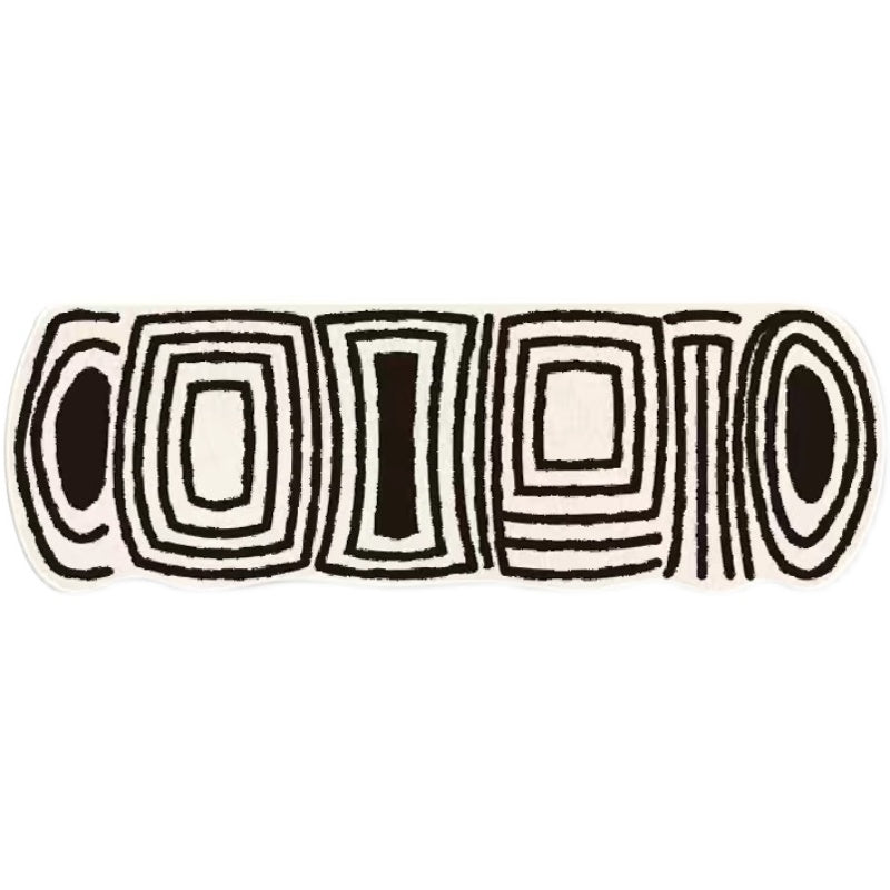 Checkered Black White Rug Vintage Checker Style Bedside or Living Room Carpet