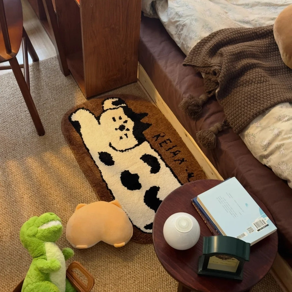 Cute Cartoon Animal Rug Absorbent Soft Carpet for Bedroom Bedside Living Area