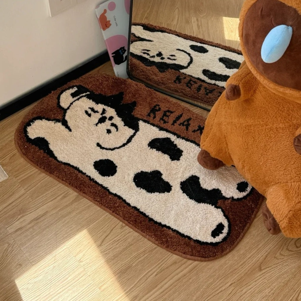 Cute Cartoon Animal Rug Absorbent Soft Carpet for Bedroom Bedside Living Area