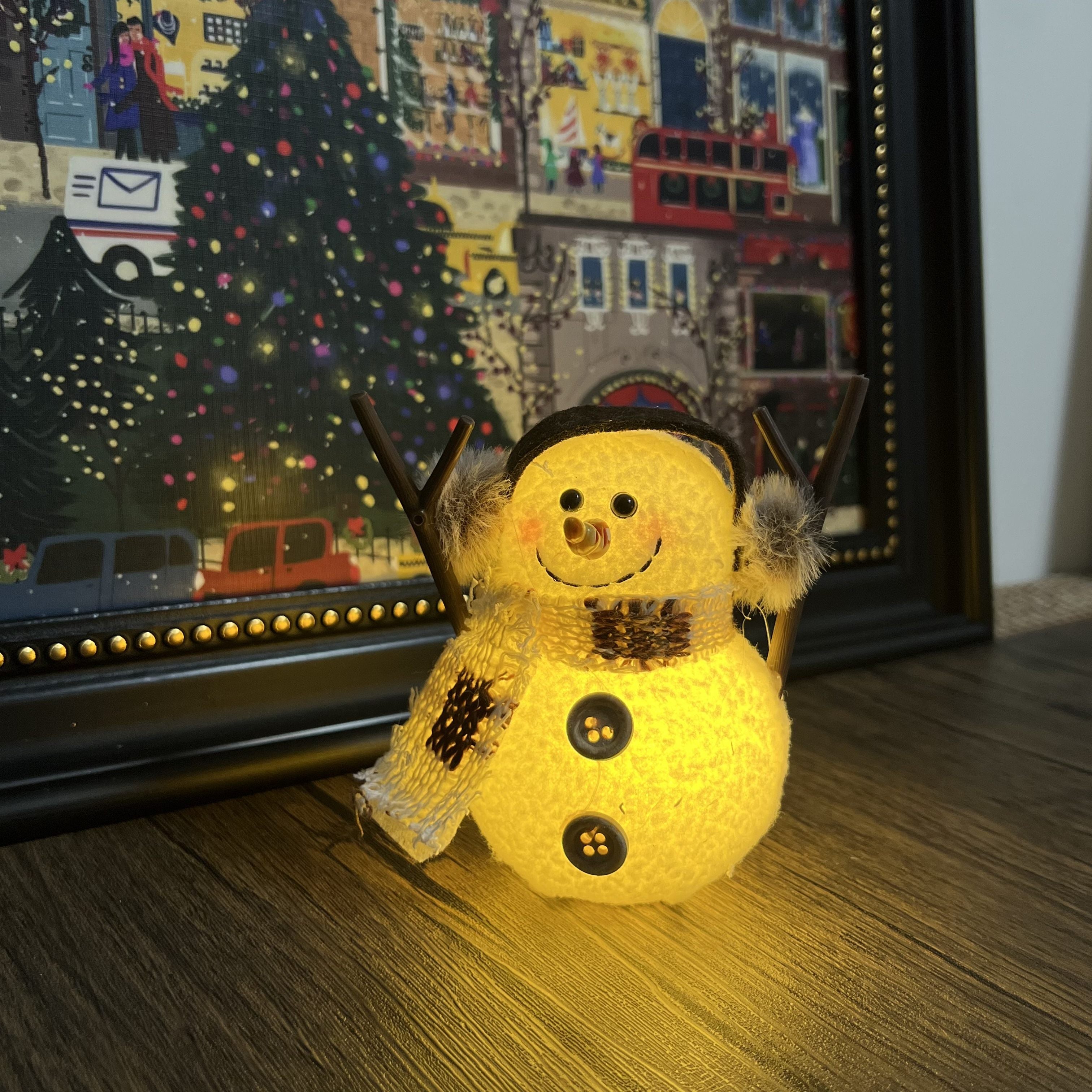 Creative Christmas Snowman Desktop Decoration Glowing Holiday Ornament