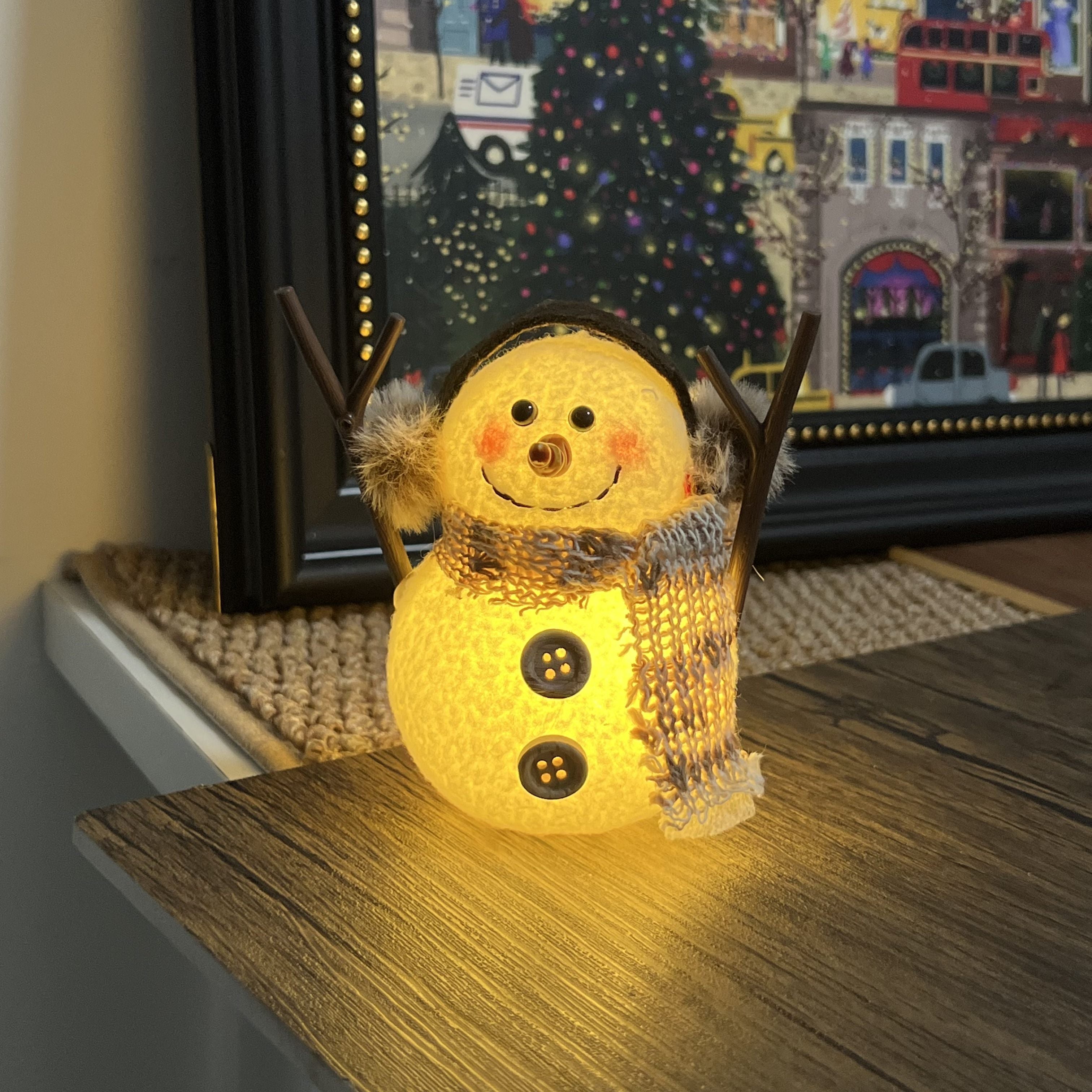 Creative Christmas Snowman Desktop Decoration Glowing Holiday Ornament