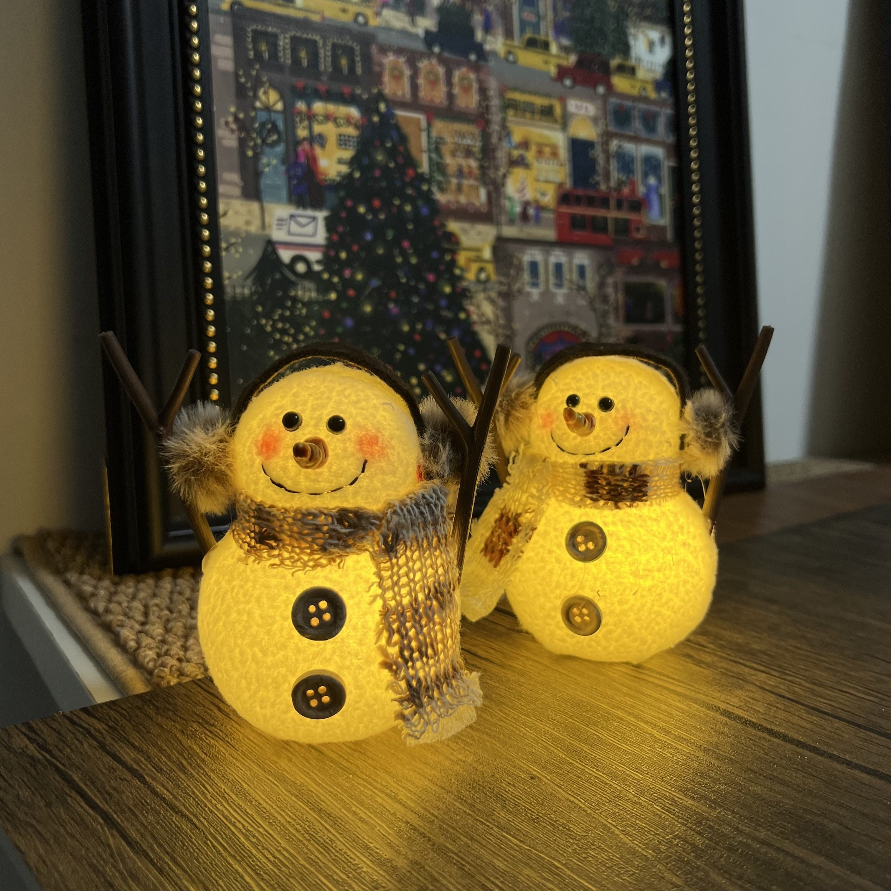 Creative Christmas Snowman Desktop Decoration Glowing Holiday Ornament