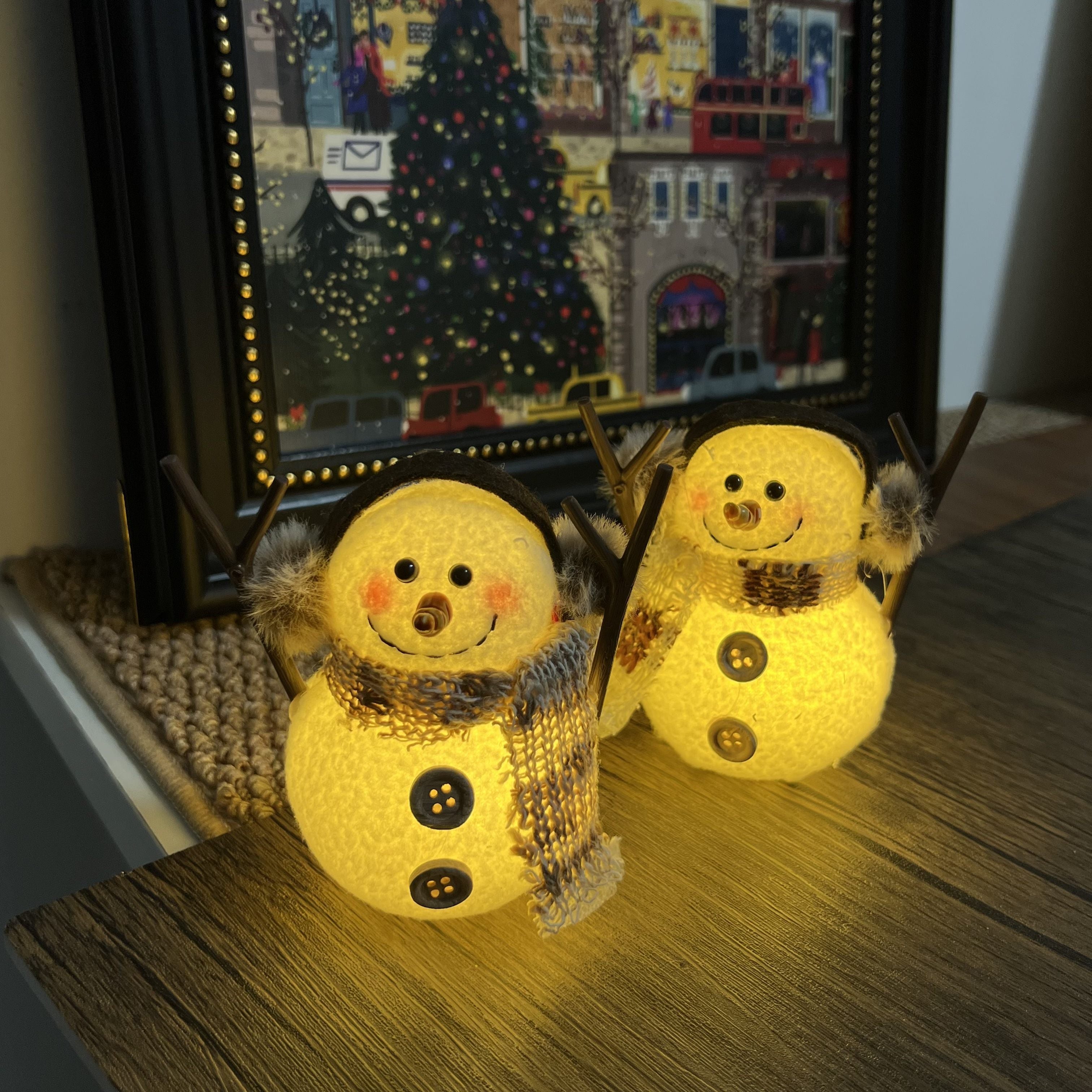 Creative Christmas Snowman Desktop Decoration Glowing Holiday Ornament